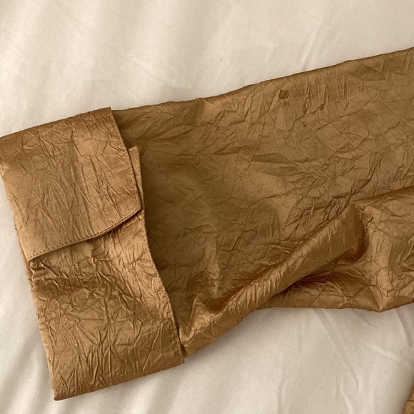 Caroline Rose Crushed Silk Twinset in Gold - Picture 12 of 12